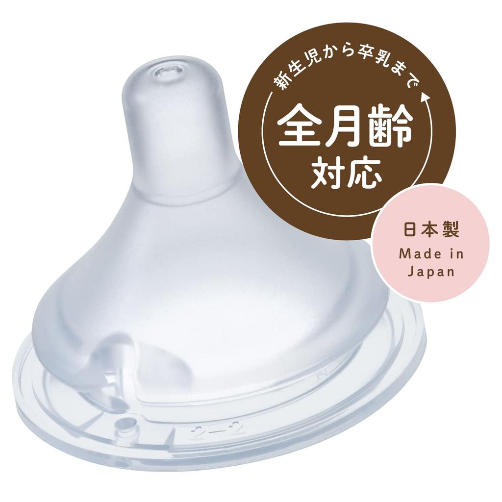 ChuChu Multi-Fit Wide Mouth Silicone Nipples, Pack of 2, Made in Japan, for Newborns, Weaning, and All Ages