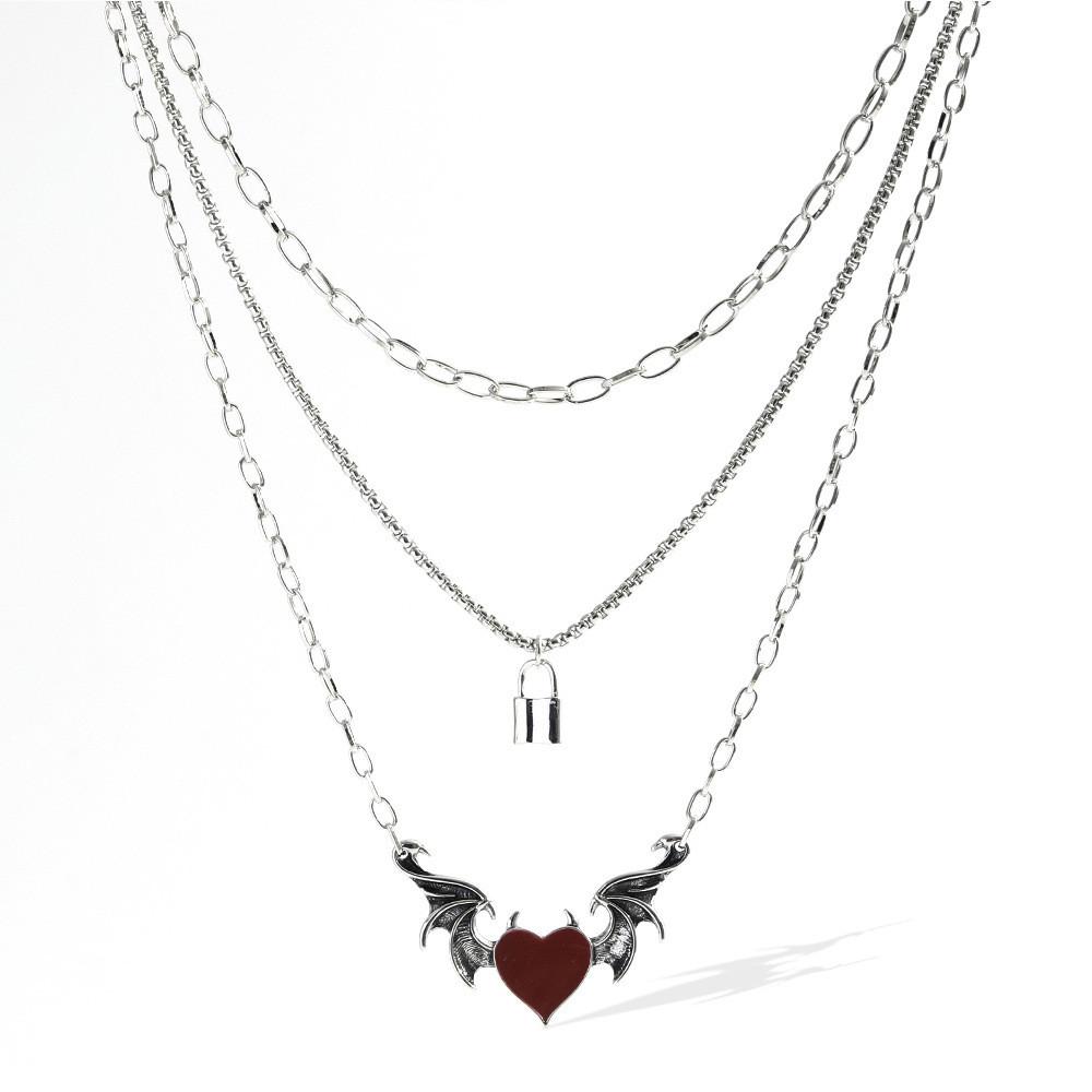 Modern Alloy Heart And Wing Necklace Stylish Versatile Jewelry For Women