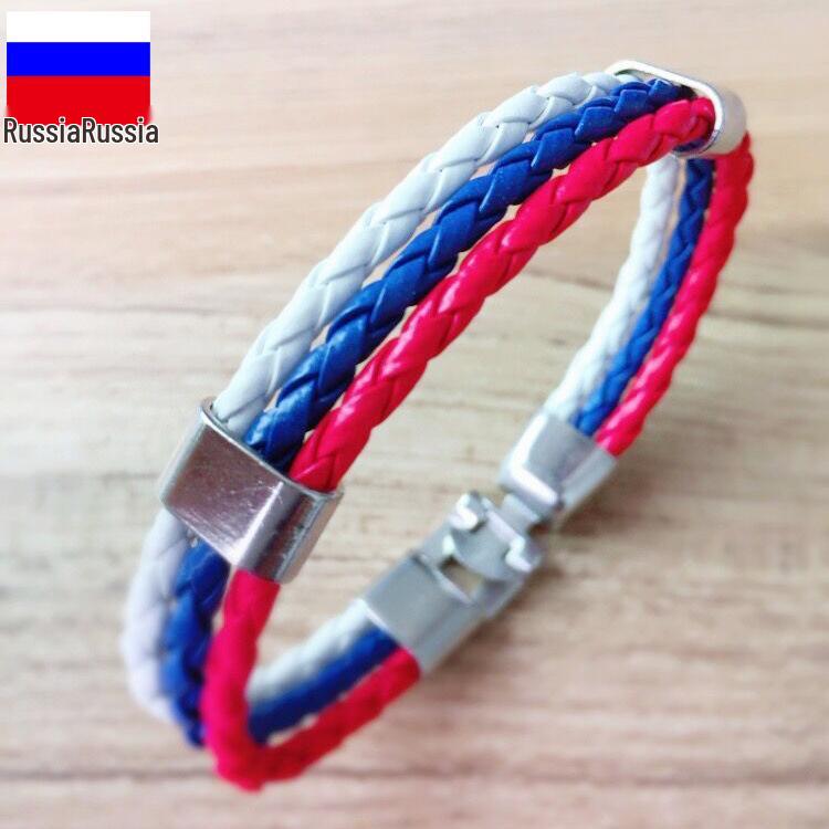 Браслет-плетенка из ПУ-кожи в цветах национального флага - Издание Чемпионата мира