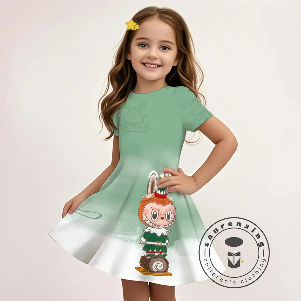 L-LABUBU-Летнее 3D платье для девочек, мультяшный принт, повседневный Y2K стиль, дышащая ткань, милое, доступное, горячо продаваемое