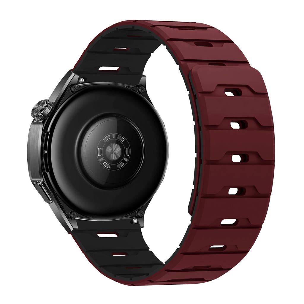 Scale Texture Two‑Tone Magnetic Silicone Watch Band 18/20/22mm Flat End Quick Release Strap for Huawei Samsung Xiaomi Garmin