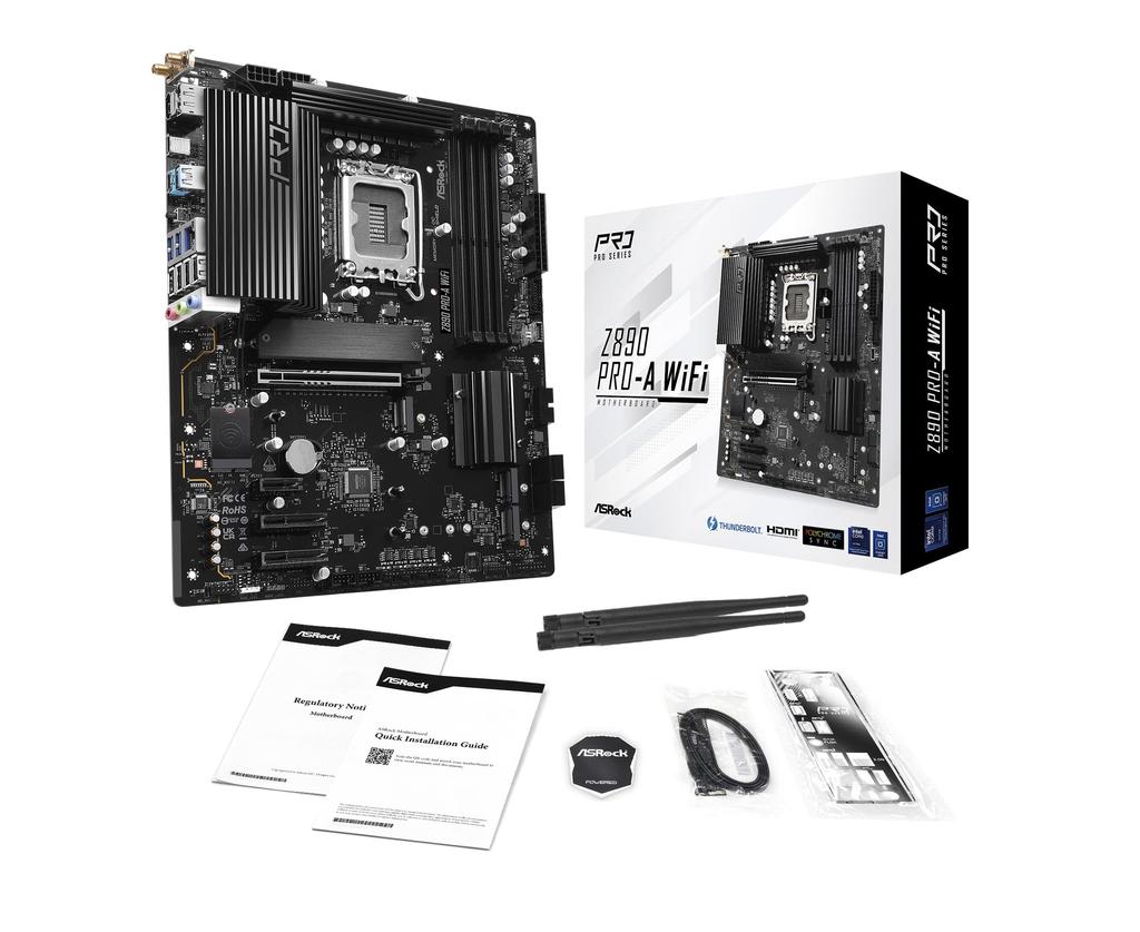 Asrock Motherboard Z890 WiFi Intel CPU Core Ultra Compatible Z890 Chipset DDR5 ATX Motherboard Authorized Distributor Pro-A (LGA1851) [Domestic