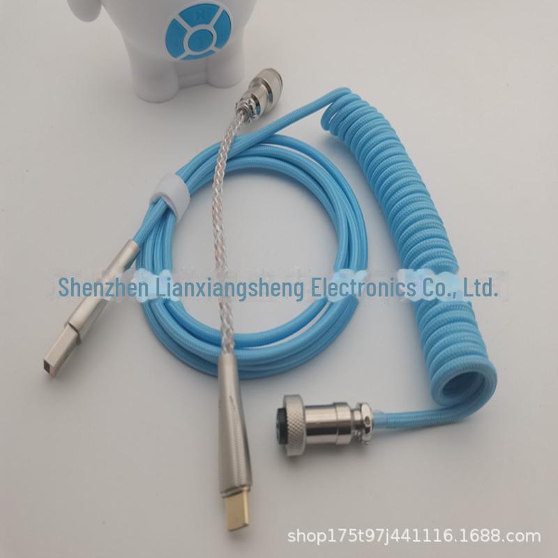 Настраиваемый светящийся металлический пружинный кабель USB-C для передачи данных для механических клавиатур