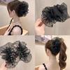 Summer Sweet Mesh Tulle Big Bow Hair Claw Clips For Women Solid Colours Elegant Bowknot Ponytail Clip Headdress Accessories