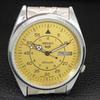 ВИНТАЖНЫЕ ОТРЕМОНТИРОВАННЫЕ МУЖСКИЕ АВТОМАТИЧЕСКИЕ ЧАСЫ SEIKO 5 ЯПОНИЯ ЖЕЛТЫЙ ЦИФЕРБЛАТ a445965-1