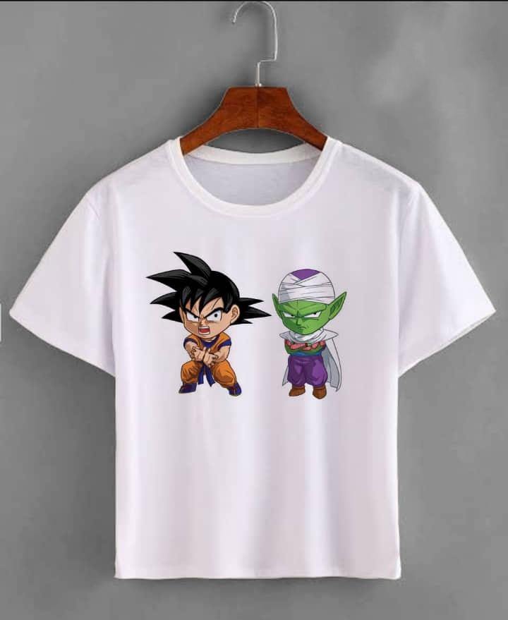2026 Summer Dragon Ball Kid Goku Unisexs TShirt White Wu Symbol Graphic 100 Cotton Oversized Breathable Casual Short Sleeve Tee