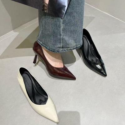 Черные туфли на высоком каблуке из мягкой кожи во французском стиле - Женские 2025 Роскошные, Универсальные, Удобные туфли для работы