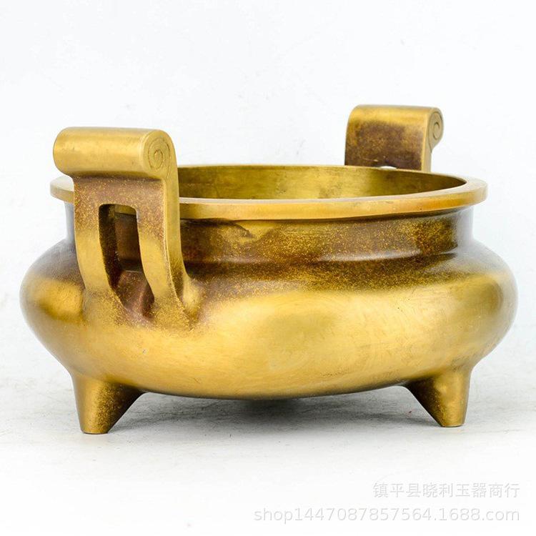 Three-Legged Tripod Buddha Offering Plate Copper Incense Living Room Ornament Aromatherapy Tube Cap Ear Burner Dam