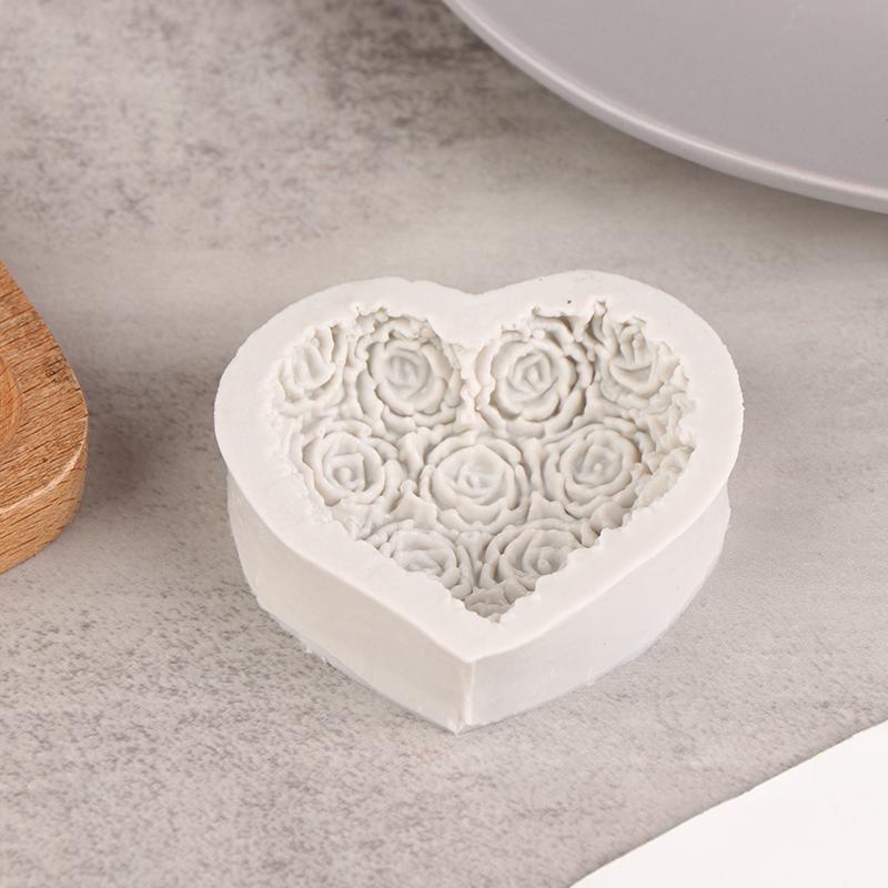 1Pc Heart Rose Flowers Shape Silicone Mould Diy Fondant Chocolate Soap Mold Candle Polymer Clay Molds Crafts Base Tool