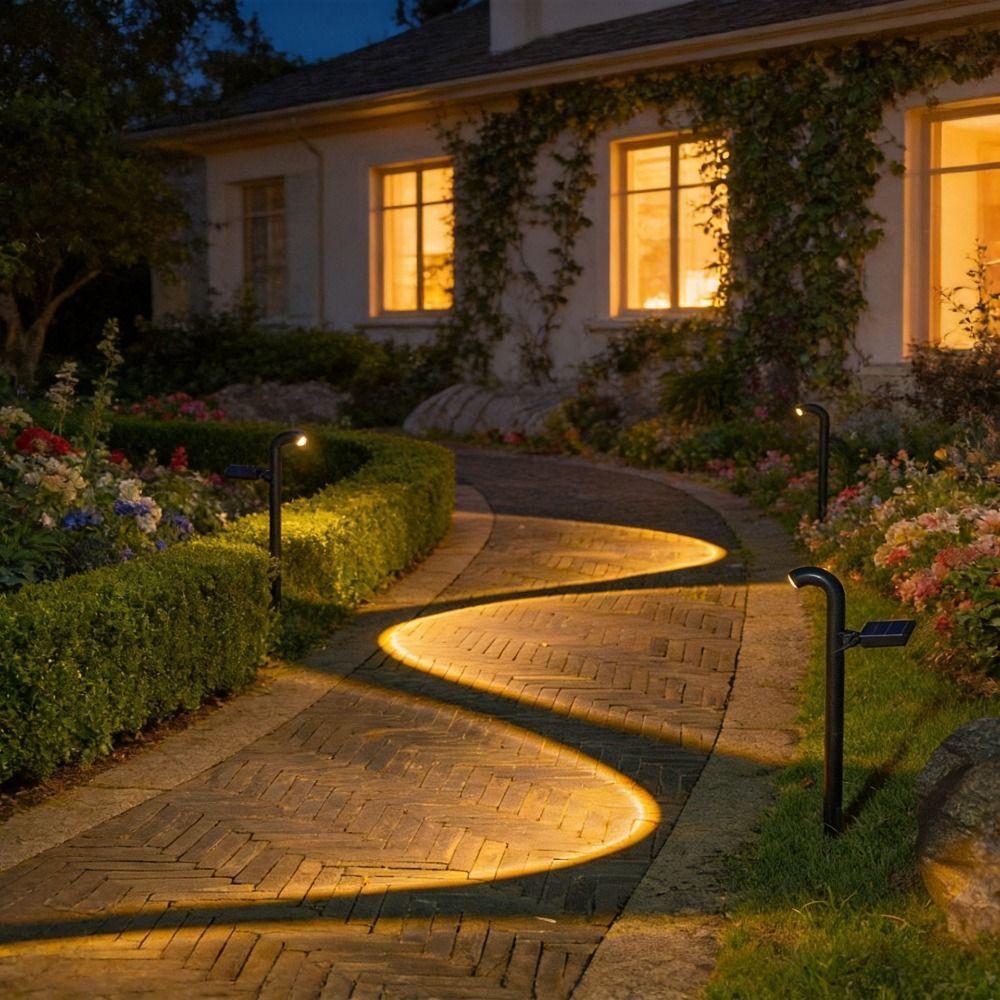 Solar Powered Solar Pathway Light Black Waterproof LED Spot Lights Line Free Landscape Atmosphere Lighting Garden Decor
