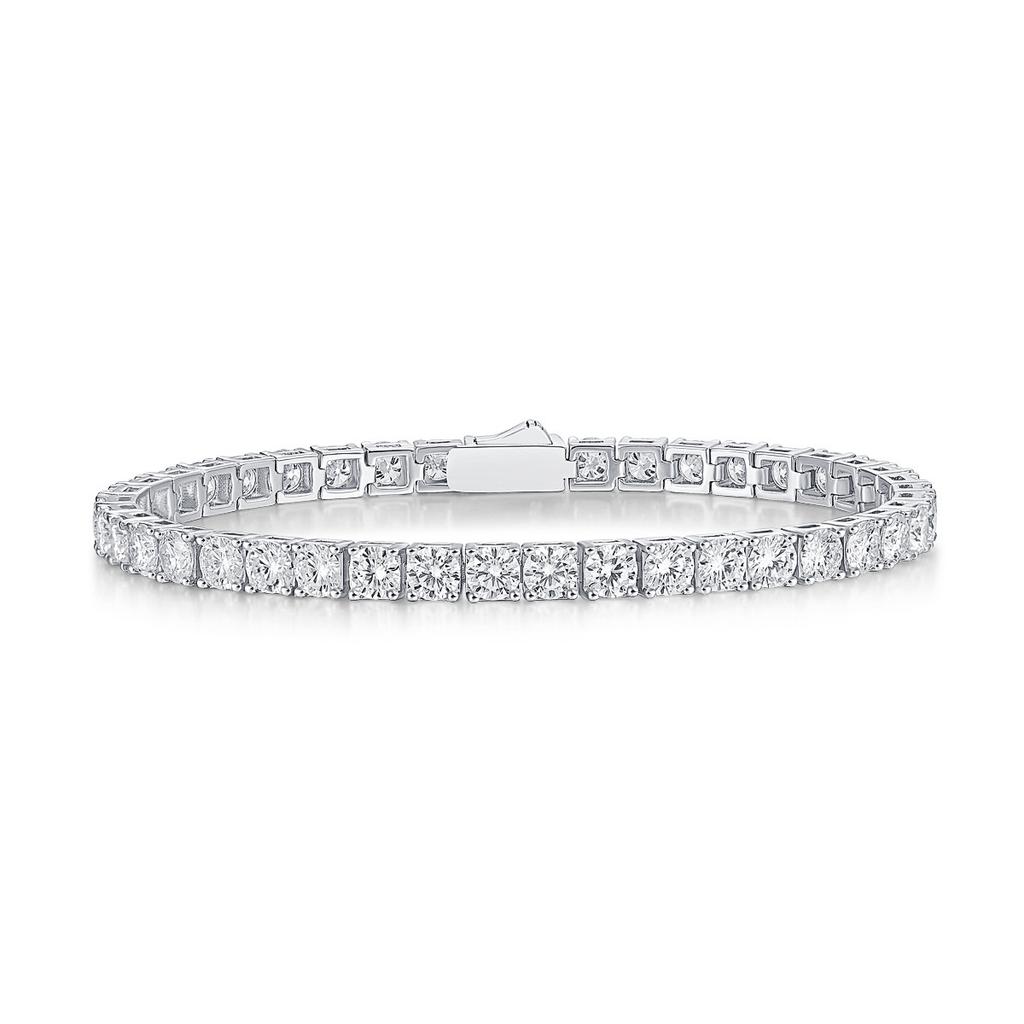 925 Silver Moissanite Tennis Bracelet for Men and Women, Silver Plated 18K Gold Hand Jewelry