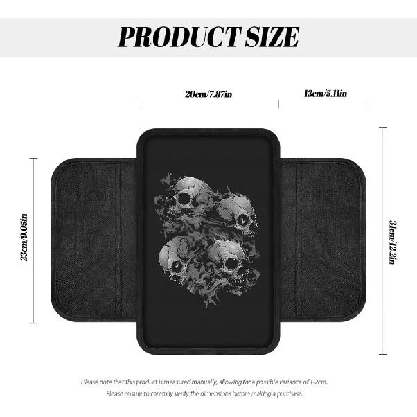 Чехол на центральную консоль автомобиля с принтом черепа, нескользящий чехол на подлокотник для автомобиля, универсальные защитные чехлы для подлокотников, подходят для автомобилей, внедорожников, декоративные чехлы для автомобилей