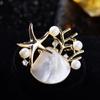 Deep Sea Imitation Shell Brooch Fashion Rhinestone Starfish Pin Temperament Elegant Coat Accessories