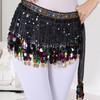 Belly Dance Skirt Sequin Tassel Waist Scarf Exotic Style Tie Up Adjustable Thin Skirt See-through Lace Stage Performance Cosplay Mini Skirt Apron Wrap