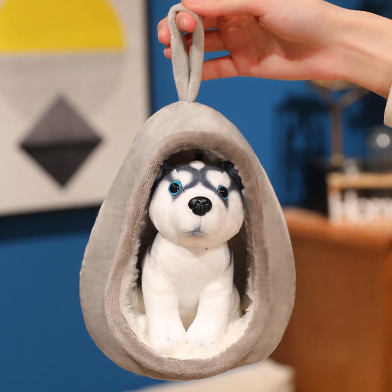 New Small Realistic Plush Toy Soft Dog Bed And Puppy 2-In-1 Plush Doll Kawaii Gift Stuffed Animal Giraffe Lion Tiger Plushies
