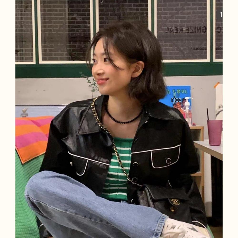 Корейское элегантное минималистичное ожерелье из черного агата для женщин