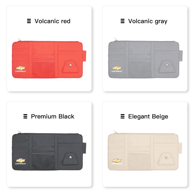 gjfp7 PU Leather Car Sun Visor Ticket Card Storage Bag Accessories For Chevrolet Cruze Sonic Silverado Trax Camaro Captiva Equinox SS