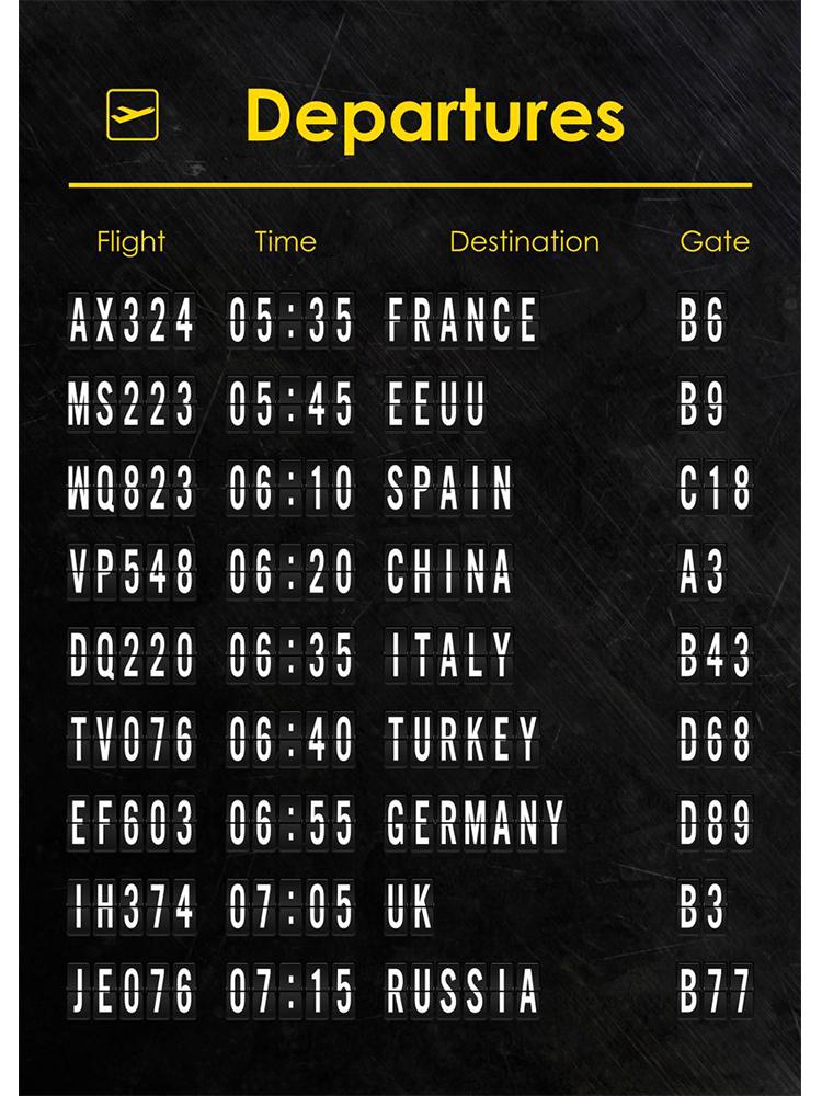 Винтажная доска аэропорта, доска прибытия, постеры с принтом, холст, картина, мотивационная цитата, настенное искусство, украшение для комнаты