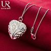 925 Sterling Silver Heart-shaped Hollow Pendant Necklace Fashionable Wedding Jewelry