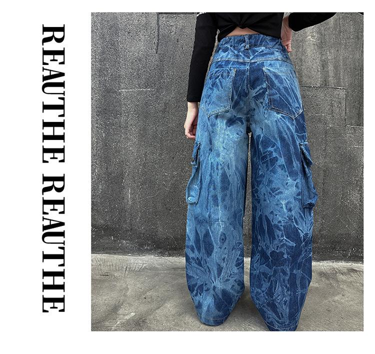 Трендовые свободные джинсы карго для девочек, весна/осень 2025