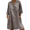 Женское однотонное платье с отложным воротником в стиле бохо, повседневное платье на пуговицах с рукавами 3/4
