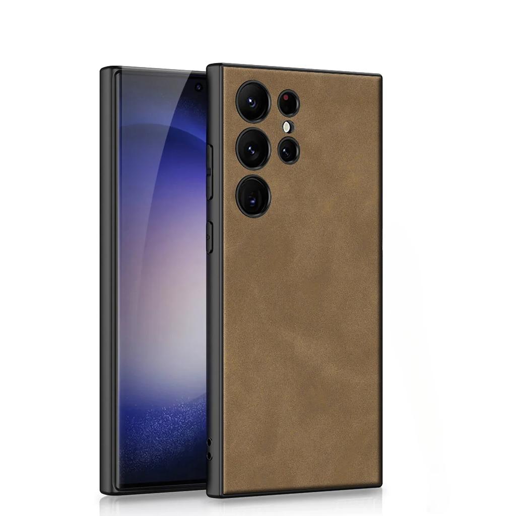 Кожаный Жесткий Чехол для Телефона для Samsung Galaxy S25 S24 Plus Ultra Противоударный Чехол