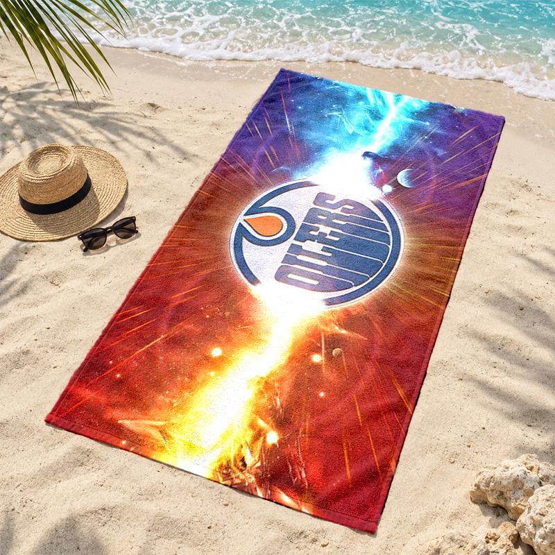 Edmonton Oilers Microfiber Beach Towel Quick Dry Sand Free Lightweight Beach Towels for Travel Swimming Camping