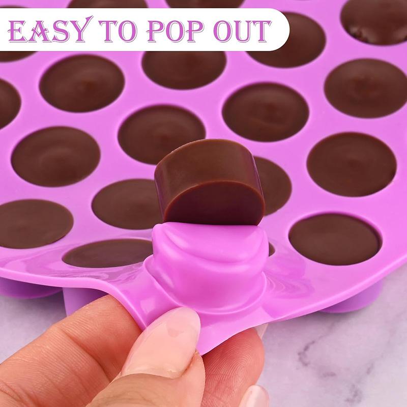 Round Chocolate Cookie Molds New Size 55-Cavity Cylinder Chocolate Cover Cookie Silicone Molds for Candy Mini Cakes Jelly Baking