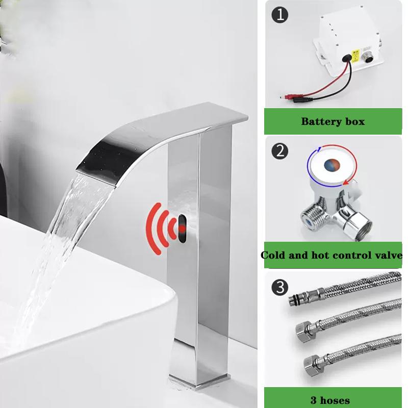 Роскошный матовый черный сенсорный смеситель для ванной холодной и горячей воды, монтируемый на раковину, короткий и высокий
