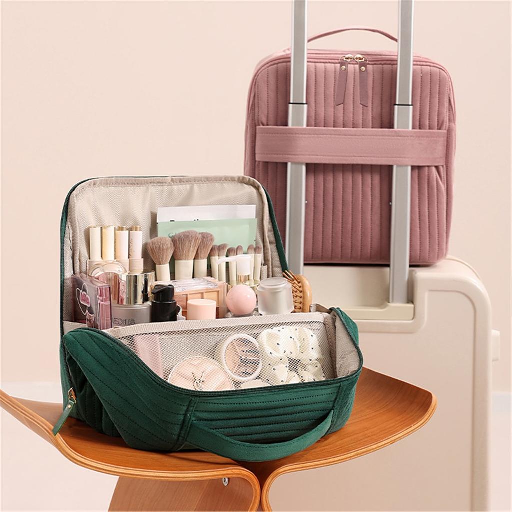 Standing-style Makeup Box, Large-capacity Portable Cosmetics Storage Box, Travel Makeup Bag, Ladies' Portable Cosmetics Box With Handle