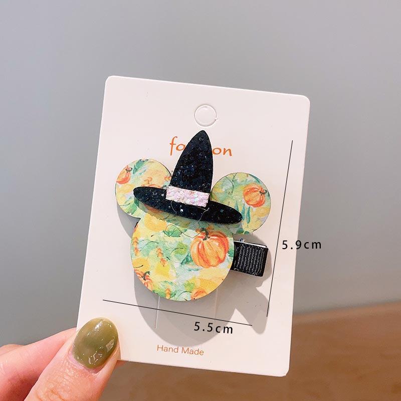 Хэллоуин Детские аксессуары для волос, Тыква Привидение, Забавные заколки для волос ручной работы, Черный бант с летучей мышью, Заколки для волос для вечеринки для девочек