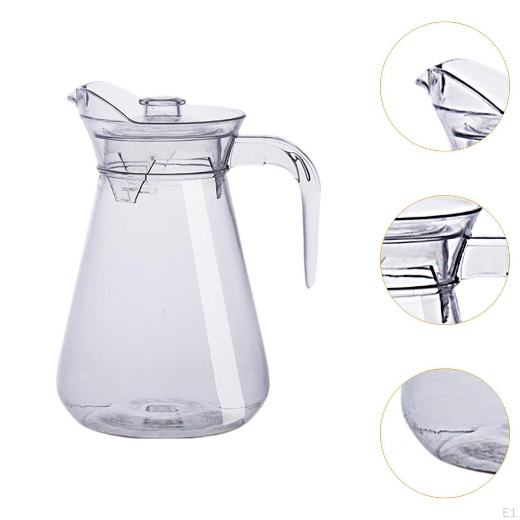 1.5L Water Pitcher Acrylic Beverage Clear Jug Carafe with Handle Lemonade Kettle for