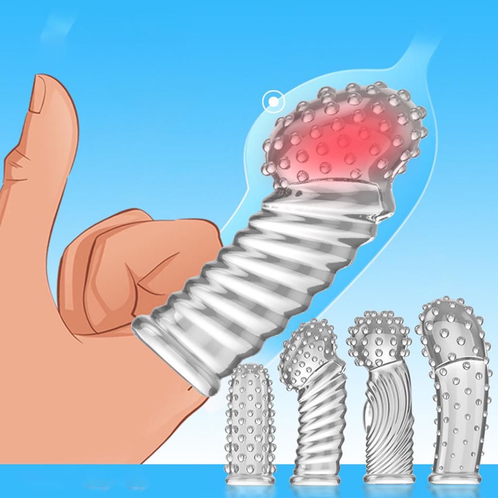 2 шт., презервативы для стимуляции клитора с шипами, нитью, рукавами для пальцев для женщин, вагинальный массаж точки G, секс-игрушки для пар, Les