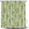 Sage Green Botanical Shower Curtain Floral Vintage Pink Flower Green Leaves Plant Watercolor Wildflower Herb Elegant Bath