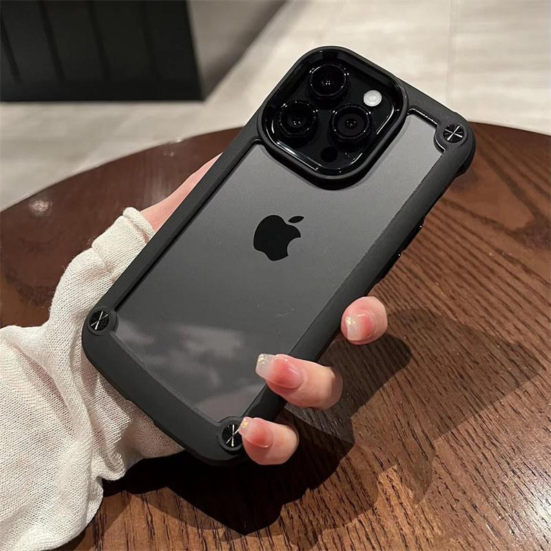 Противоударный бронированный бампер для iPhone 16 15 14 Plus 13 12 11 Pro Max XS XR X Мягкая рамка TPU Гибридный прозрачный прочный чехол