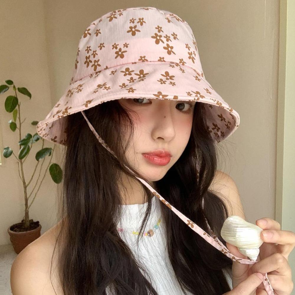 Adjustable Fisherman Hat Broken Flowers Sunshade Hat Sweet Women Sunscreen Hat Outdoor