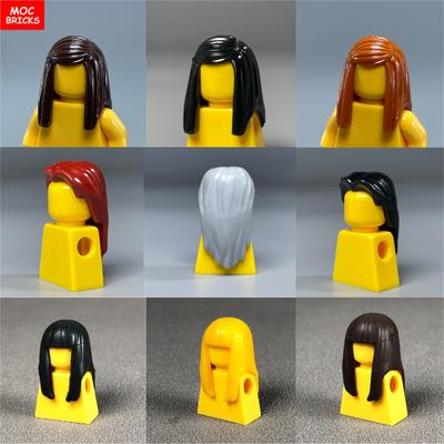 Нетоксичные 10 шт. Moc Кирпичи 4 см Фигурка Черные Прямые Волосы Части Тела Аксессуары DIY Строительные Блоки Игрушки Детские Рождественские Подарки