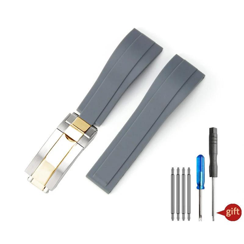 Nature Мягкий Силиконовый Каучук Мужской 20мм Ремешок Для Часов Для Rolex Ремешок для Часов Daytona Submariner GMT OYSTERFLEX Браслет Складная Застежка