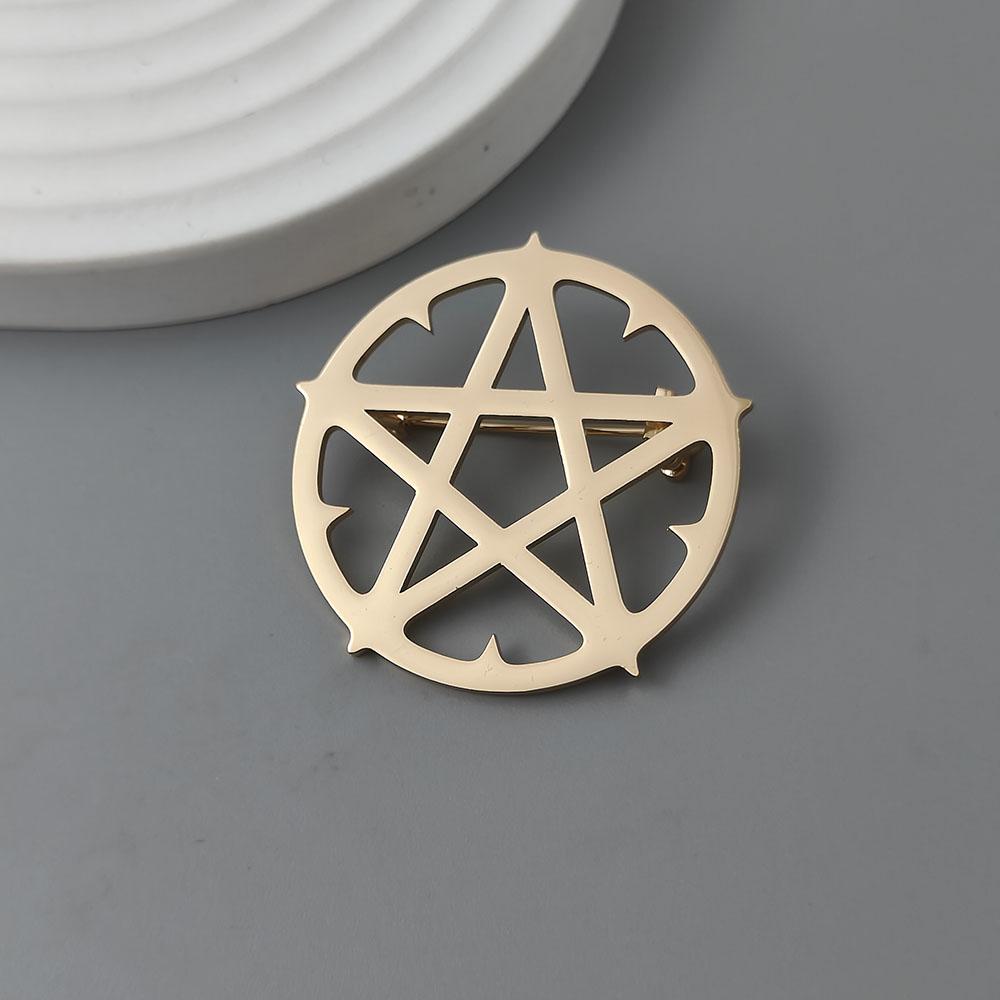Pentagram series stainless steel brooch, symbolizing the positive energy of warding off evil, symbol of cultural lapel jewelry.