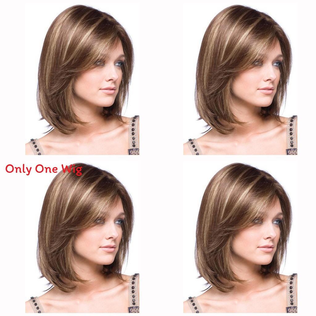 Short Straight Wig With Hightemperature Silk For Womens Face Shaping And Fashion Style