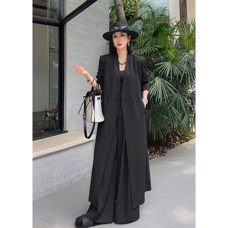 Женский черный длинный пиджак Niche Design, женский новый осенний топ