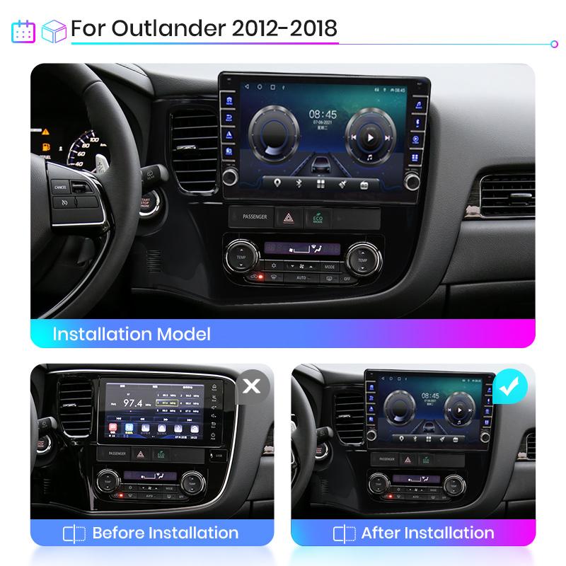 Мультимедийный видеоплеер на базе Android для Mitsubishi Outlander 2012-2018 с кнопкой Carplay WiFi BT 2 Din 2 + 32 ГБ