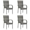 VidaXL 4x Stackable Outdoor Chairs Dining Chairs Dinner Chairs Garden Patio Terrace Backyard Grey 310085