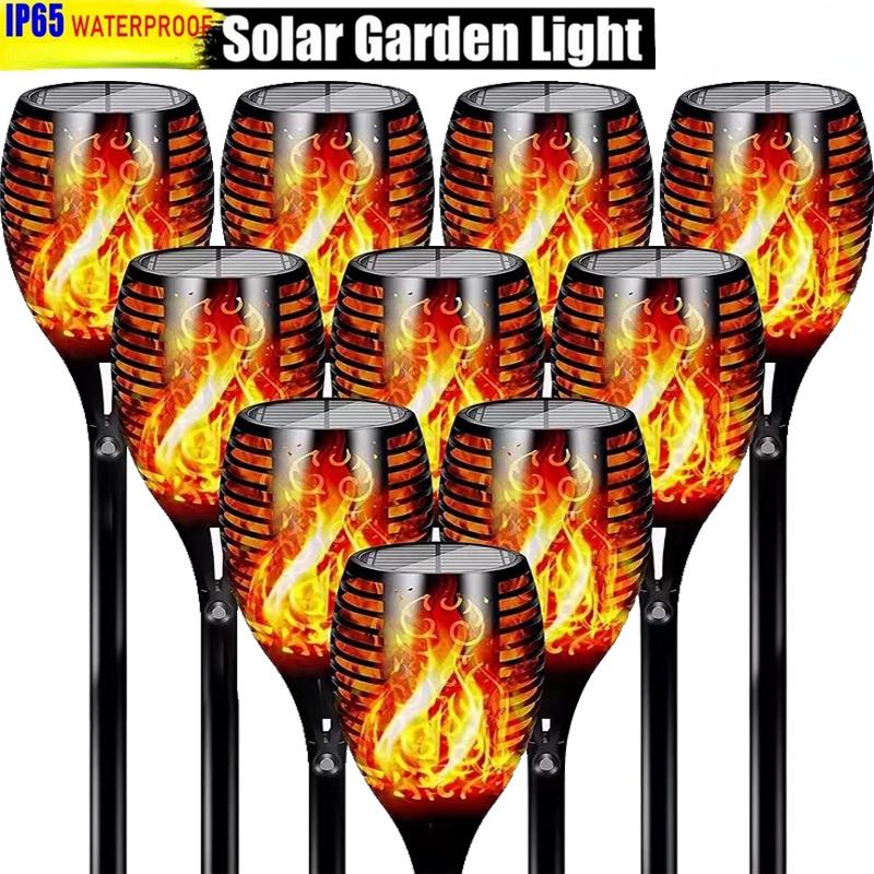 Солнечное пламя, фонарик, мигающий свет, водонепроницаемое украшение для сада, уличный газон, дорожка, двор, напольный светильник