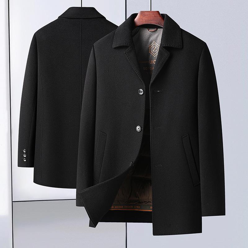 Autumn and Winter Double-sided Woolen Coat Men's Medium and Long Suit Collar Down Removal Liner Thickened Woolen Coat Jacket
