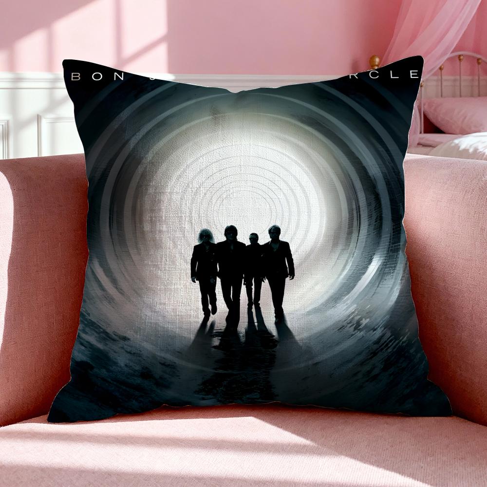 Band BBon Jovi Cushion Cover Breathable Linen Pillowcase Summer Odorless EcoFriendly Invisible Zipper Washable