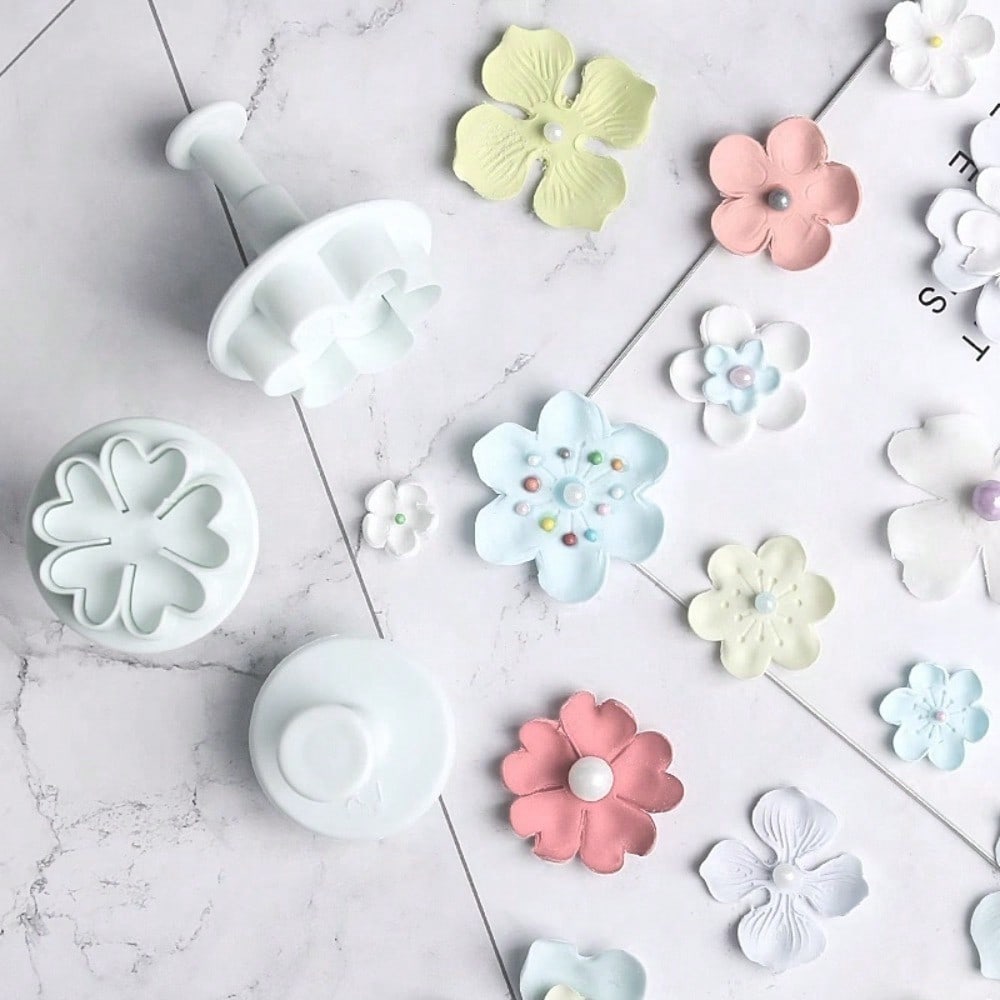 3/4 шт. Форма цветка персика Формочки для печенья Штампы для печенья Вырубка-поршень Формы для мастики Пружинная форма для тиснения Инструмент для выпечки