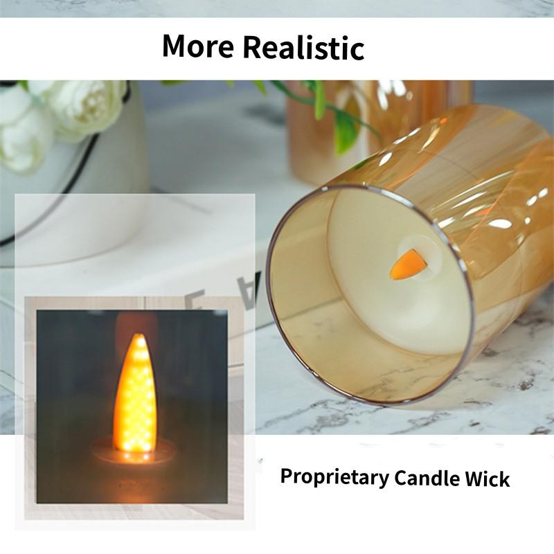 3-Pack Remote Control Electronic Candle Romantic Birthday Confession Proposal Decoration LED Light Paraffin Glass LED Candle