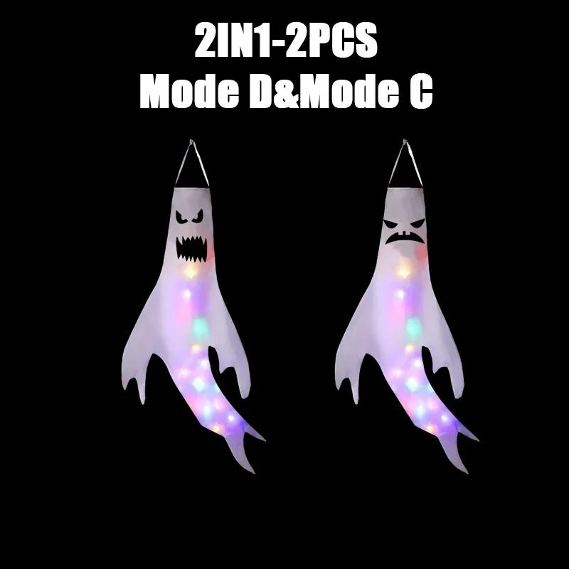 Страшный призрак Ветроуказатель Светодиодное освещение Призрачный кулон Подвесные призраки Фестиваль призраков Украшение места проведения Реквизит Украшение вечеринки на Хэллоуин