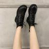 Fashion Biker Combat Women's Ankle Boots Footwear With Laces Booties Punk Style Lace-up Black Short Shoes For Woman Gyaru Comfortable